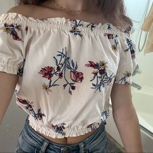 Floral cream off the shoulder top